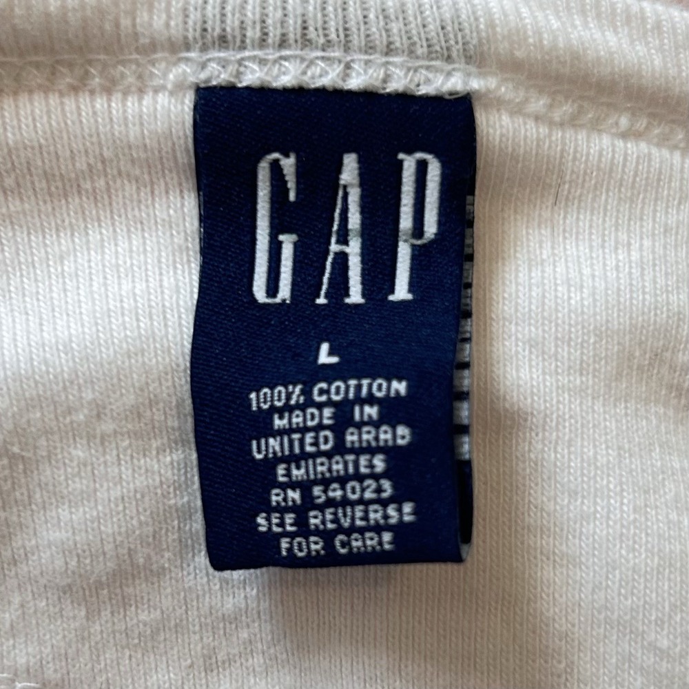 Vtg Y2K 2000 Gap Thermal Shirt Sz L Crew Neck Pink White Striped 100% Cotton - Picture 6 of 12